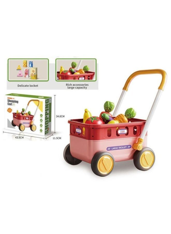 Kids Supermarket Shopping Cart – Includes Toy Fruits, Vegetables, Boxes – Colorful Design with Rolling Wheels – Durable Non-Toxic Plastic – Pretend Play for Boys and Girls – Easy to Push and Move – Fun Indoor Play Gift - Image 4